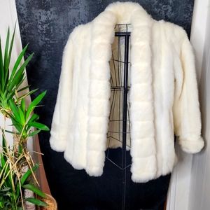 Small White Scandinavian Faux Fur Co. Coat, Vintage